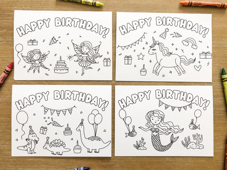 "Happy Birthday" Coloring Book Cards - Well Raised Co.