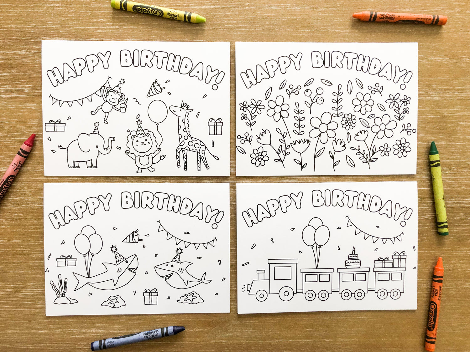 "Happy Birthday" Coloring Book Cards - Well Raised Co.