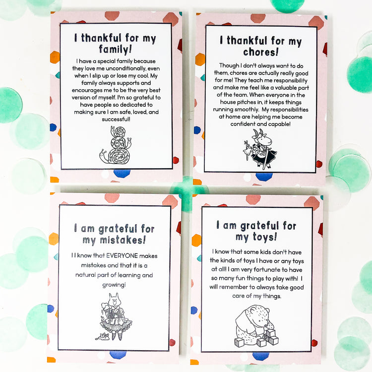 "Growing In Gratitude" - 25 Gratitude Cards for Kids - Well Raised Co.