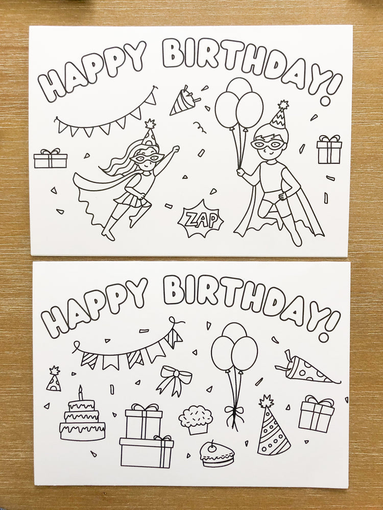 "Happy Birthday" Coloring Book Cards - Well Raised Co.