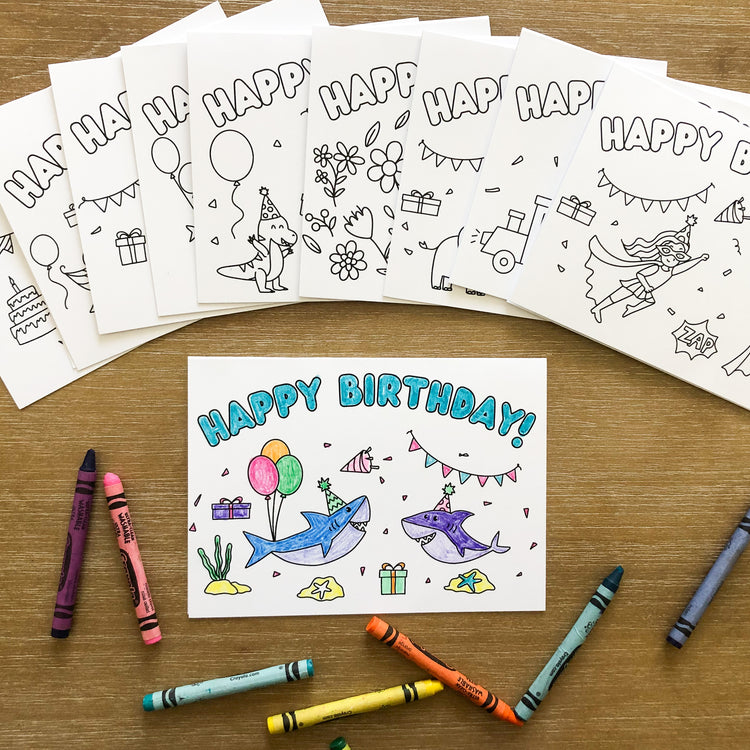 "Happy Birthday" Coloring Book Cards - Well Raised Co.