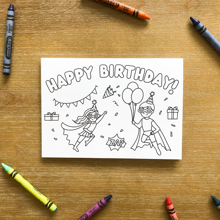 "Coloring Book" Cards - Happy Birthday Variety Pack - Well Raised Co.