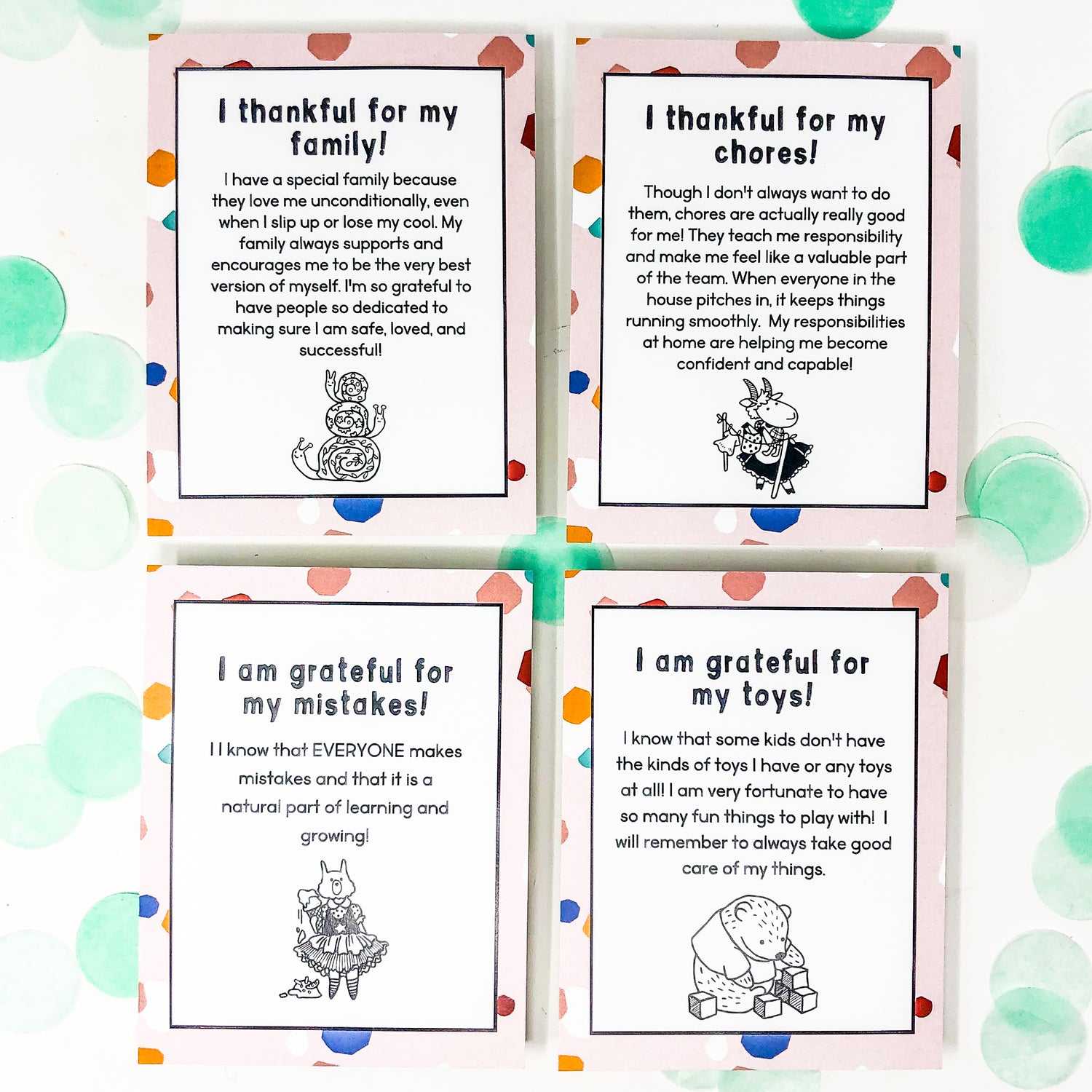 "Growing In Gratitude" - 25 Gratitude Cards for Kids - Well Raised Co.